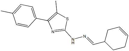 N-[(E)-cyclohex-3-en-1-ylmethylideneamino]-5-methyl-4-(4-methylphenyl)-1,3-thiazol-2-amine,,结构式