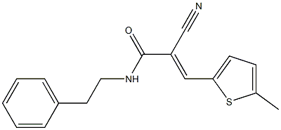 (E)-2-cyano-3-(5-methylthiophen-2-yl)-N-(2-phenylethyl)prop-2-enamide Struktur