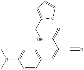 (Z)-2-cyano-3-[4-(dimethylamino)phenyl]-N-(furan-2-ylmethyl)prop-2-enamide 化学構造式