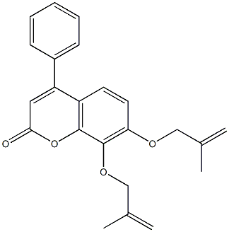 7,8-bis(2-methylprop-2-enoxy)-4-phenylchromen-2-one Struktur