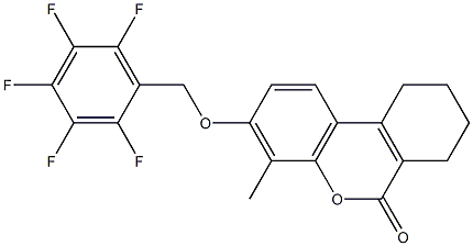 4-methyl-3-[(2,3,4,5,6-pentafluorophenyl)methoxy]-7,8,9,10-tetrahydrobenzo[c]chromen-6-one Struktur