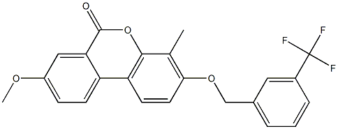 8-methoxy-4-methyl-3-[[3-(trifluoromethyl)phenyl]methoxy]benzo[c]chromen-6-one 化学構造式