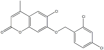 6-chloro-7-[(2,4-dichlorophenyl)methoxy]-4-methylchromen-2-one Struktur
