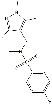 4-fluoro-N-methyl-N-[(1,3,5-trimethylpyrazol-4-yl)methyl]benzenesulfonamide|