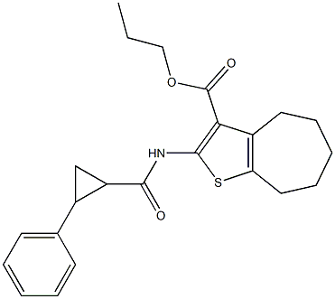 propyl 2-[(2-phenylcyclopropanecarbonyl)amino]-5,6,7,8-tetrahydro-4H-cyclohepta[b]thiophene-3-carboxylate|