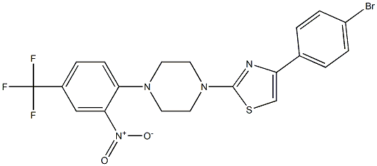 4-(4-bromophenyl)-2-[4-[2-nitro-4-(trifluoromethyl)phenyl]piperazin-1-yl]-1,3-thiazole 化学構造式