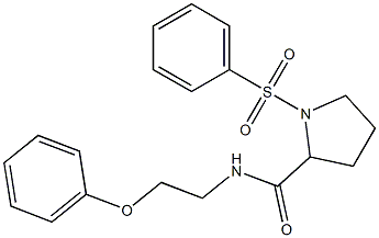 1-(benzenesulfonyl)-N-(2-phenoxyethyl)pyrrolidine-2-carboxamide 结构式