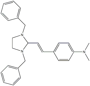 4-[(E)-2-(1,3-dibenzylimidazolidin-2-yl)ethenyl]-N,N-dimethylaniline Struktur
