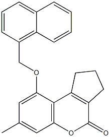 7-methyl-9-(naphthalen-1-ylmethoxy)-2,3-dihydro-1H-cyclopenta[c]chromen-4-one 化学構造式