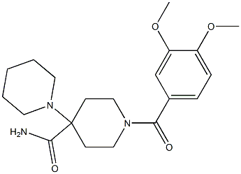 1-(3,4-dimethoxybenzoyl)-4-piperidin-1-ylpiperidine-4-carboxamide 结构式