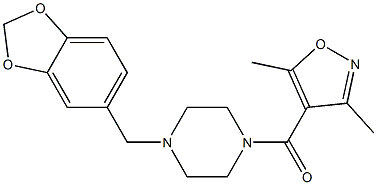 [4-(1,3-benzodioxol-5-ylmethyl)piperazin-1-yl]-(3,5-dimethyl-1,2-oxazol-4-yl)methanone 化学構造式