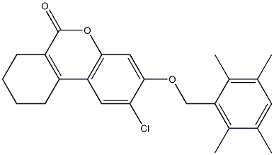 2-chloro-3-[(2,3,5,6-tetramethylphenyl)methoxy]-7,8,9,10-tetrahydrobenzo[c]chromen-6-one 化学構造式