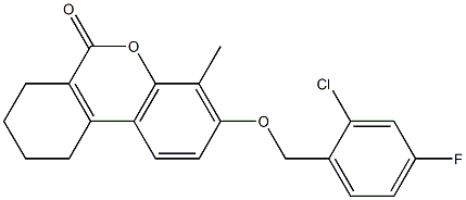 3-[(2-chloro-4-fluorophenyl)methoxy]-4-methyl-7,8,9,10-tetrahydrobenzo[c]chromen-6-one Struktur