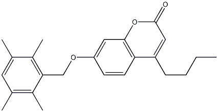 4-butyl-7-[(2,3,5,6-tetramethylphenyl)methoxy]chromen-2-one Struktur