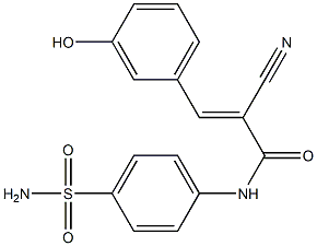 (E)-2-cyano-3-(3-hydroxyphenyl)-N-(4-sulfamoylphenyl)prop-2-enamide 化学構造式