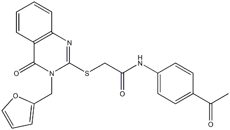 N-(4-acetylphenyl)-2-[3-(furan-2-ylmethyl)-4-oxoquinazolin-2-yl]sulfanylacetamide 化学構造式