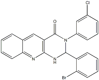 2-(2-bromophenyl)-3-(3-chlorophenyl)-1,2-dihydropyrimido[4,5-b]quinolin-4-one,,结构式