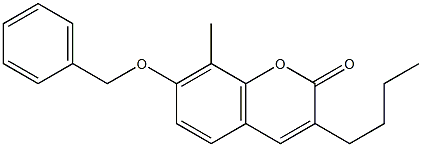 4-butyl-8-methyl-7-phenylmethoxychromen-2-one 化学構造式