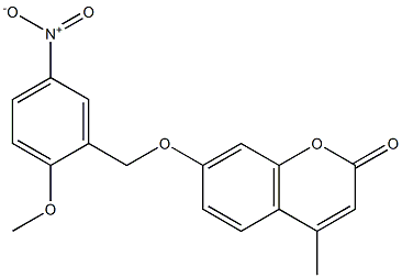 7-[(2-methoxy-5-nitrophenyl)methoxy]-4-methylchromen-2-one Struktur