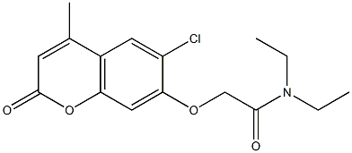 2-(6-chloro-4-methyl-2-oxochromen-7-yl)oxy-N,N-diethylacetamide Struktur