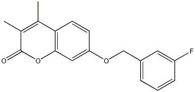 7-[(3-fluorophenyl)methoxy]-3,4-dimethylchromen-2-one Struktur