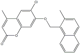 6-chloro-4-methyl-7-[(2-methylnaphthalen-1-yl)methoxy]chromen-2-one 化学構造式