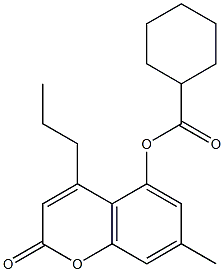 (7-methyl-2-oxo-4-propylchromen-5-yl) cyclohexanecarboxylate 化学構造式