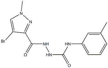 1-[(4-bromo-1-methylpyrazole-3-carbonyl)amino]-3-(3-methylphenyl)urea Struktur