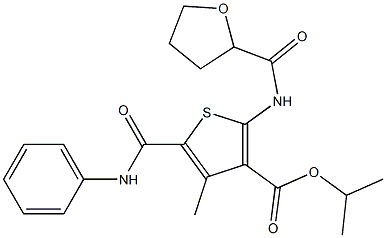 propan-2-yl 4-methyl-2-(oxolane-2-carbonylamino)-5-(phenylcarbamoyl)thiophene-3-carboxylate Struktur