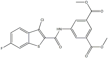 dimethyl 5-[(3-chloro-6-fluoro-1-benzothiophene-2-carbonyl)amino]benzene-1,3-dicarboxylate Structure