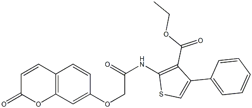 ethyl 2-[[2-(2-oxochromen-7-yl)oxyacetyl]amino]-4-phenylthiophene-3-carboxylate Struktur