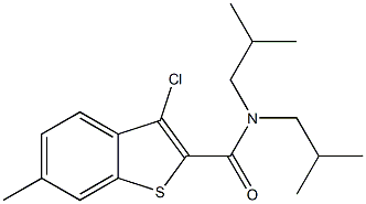 3-chloro-6-methyl-N,N-bis(2-methylpropyl)-1-benzothiophene-2-carboxamide 化学構造式