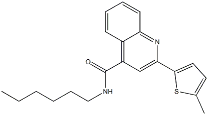 N-hexyl-2-(5-methylthiophen-2-yl)quinoline-4-carboxamide Struktur