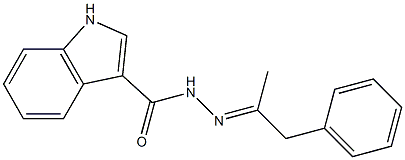 N-[(E)-1-phenylpropan-2-ylideneamino]-1H-indole-3-carboxamide 化学構造式