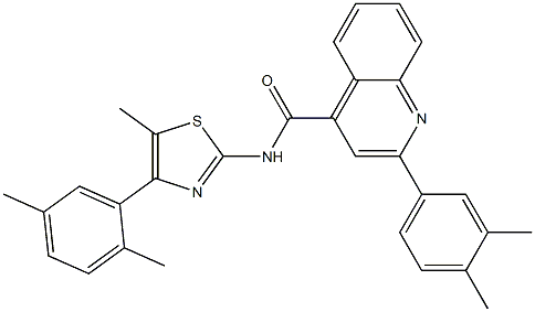 2-(3,4-dimethylphenyl)-N-[4-(2,5-dimethylphenyl)-5-methyl-1,3-thiazol-2-yl]quinoline-4-carboxamide 结构式