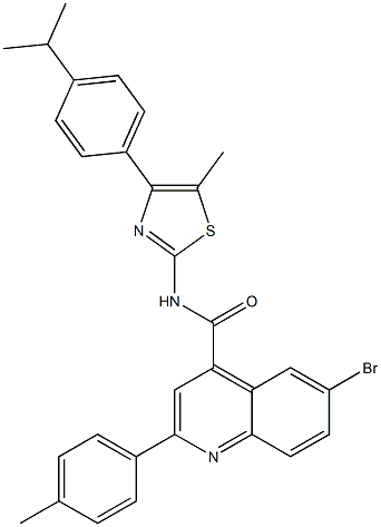 6-bromo-2-(4-methylphenyl)-N-[5-methyl-4-(4-propan-2-ylphenyl)-1,3-thiazol-2-yl]quinoline-4-carboxamide Structure