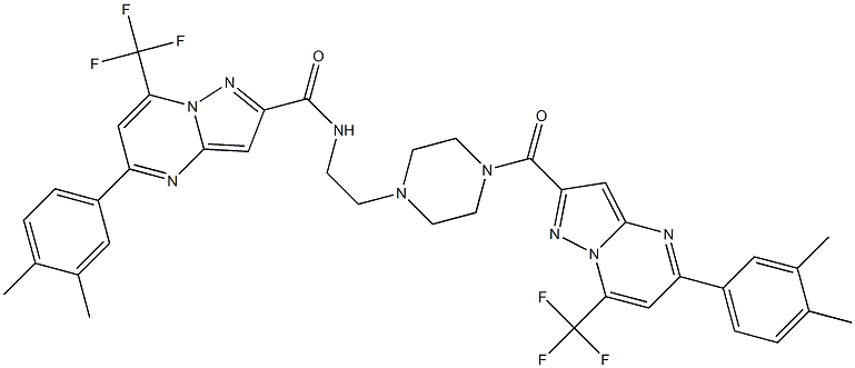 5-(3,4-dimethylphenyl)-N-[2-[4-[5-(3,4-dimethylphenyl)-7-(trifluoromethyl)pyrazolo[1,5-a]pyrimidine-2-carbonyl]piperazin-1-yl]ethyl]-7-(trifluoromethyl)pyrazolo[1,5-a]pyrimidine-2-carboxamide Structure