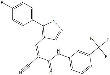 (Z)-2-cyano-3-[5-(4-fluorophenyl)-1H-pyrazol-4-yl]-N-[3-(trifluoromethyl)phenyl]prop-2-enamide Structure