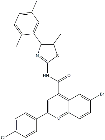 6-bromo-2-(4-chlorophenyl)-N-[4-(2,5-dimethylphenyl)-5-methyl-1,3-thiazol-2-yl]quinoline-4-carboxamide Structure