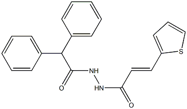 (E)-N'-(2,2-diphenylacetyl)-3-thiophen-2-ylprop-2-enehydrazide 化学構造式