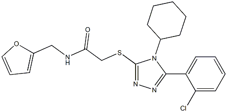 2-[[5-(2-chlorophenyl)-4-cyclohexyl-1,2,4-triazol-3-yl]sulfanyl]-N-(furan-2-ylmethyl)acetamide Struktur