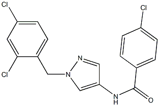 4-chloro-N-[1-[(2,4-dichlorophenyl)methyl]pyrazol-4-yl]benzamide 化学構造式