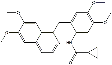 N-[2-[(6,7-dimethoxyisoquinolin-1-yl)methyl]-4,5-dimethoxyphenyl]cyclopropanecarboxamide 化学構造式