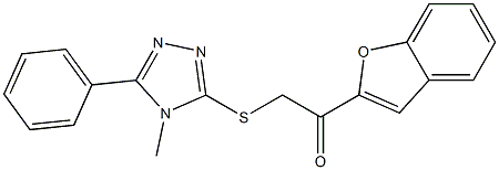 1-(1-benzofuran-2-yl)-2-[(4-methyl-5-phenyl-1,2,4-triazol-3-yl)sulfanyl]ethanone 结构式