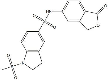 1-methylsulfonyl-N-(1-oxo-3H-2-benzofuran-5-yl)-2,3-dihydroindole-5-sulfonamide 化学構造式