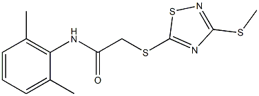 N-(2,6-dimethylphenyl)-2-[(3-methylsulfanyl-1,2,4-thiadiazol-5-yl)sulfanyl]acetamide 结构式