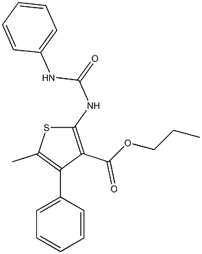 propyl 5-methyl-4-phenyl-2-(phenylcarbamoylamino)thiophene-3-carboxylate 化学構造式