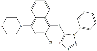 4-morpholin-4-yl-1-(1-phenyltetrazol-5-yl)sulfanylnaphthalen-2-ol Struktur