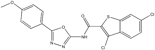 3,6-dichloro-N-[5-(4-methoxyphenyl)-1,3,4-oxadiazol-2-yl]-1-benzothiophene-2-carboxamide Struktur