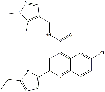 6-chloro-N-[(1,5-dimethylpyrazol-4-yl)methyl]-2-(5-ethylthiophen-2-yl)quinoline-4-carboxamide Structure